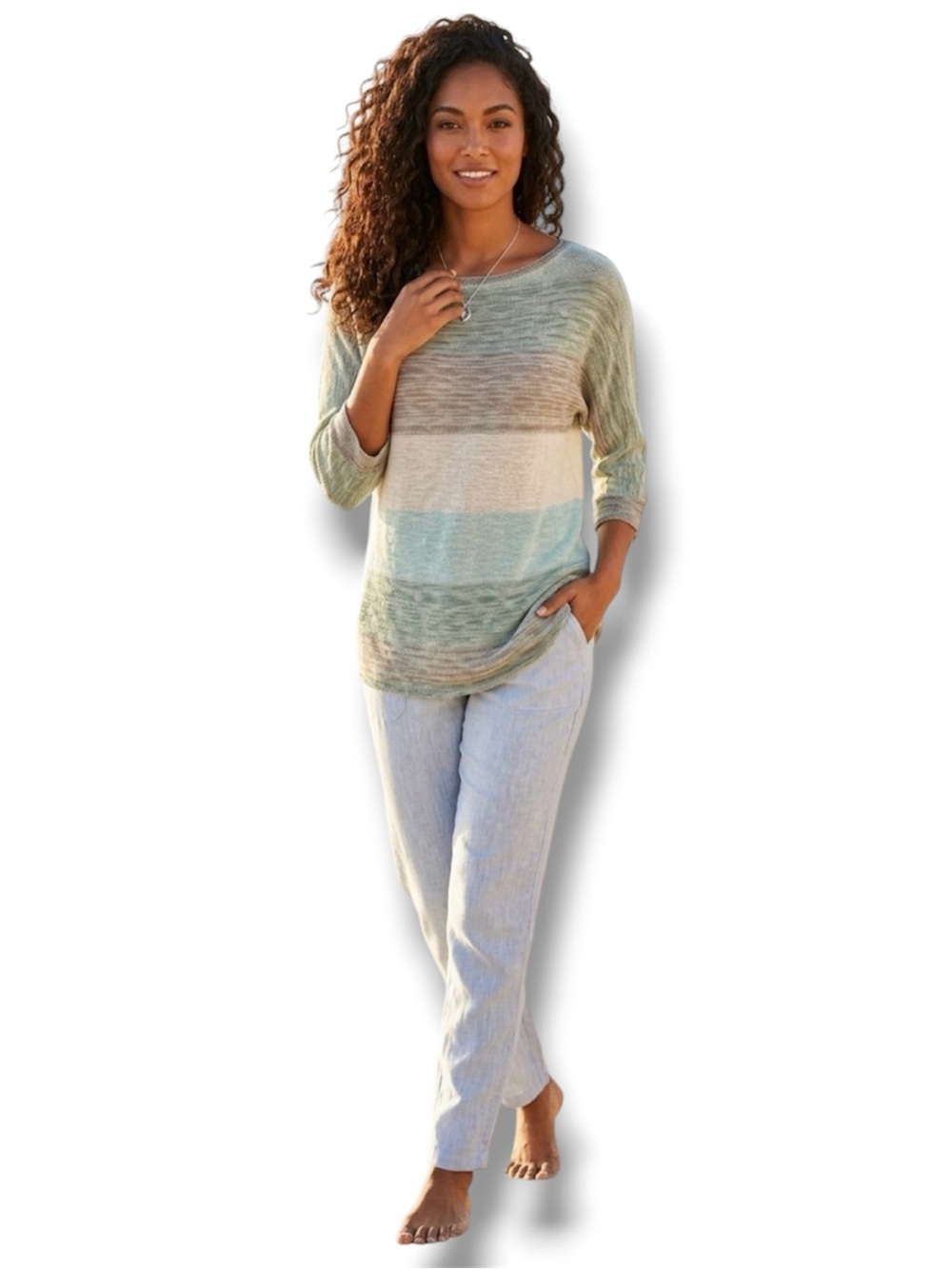 212 New York TWO ONE TWO Sweater Vintage Y2K Blue/Tan Striped Lightweight XL